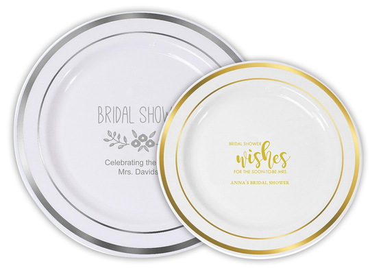 Design Your Own Bridal Shower Premium Banded Plastic Plates